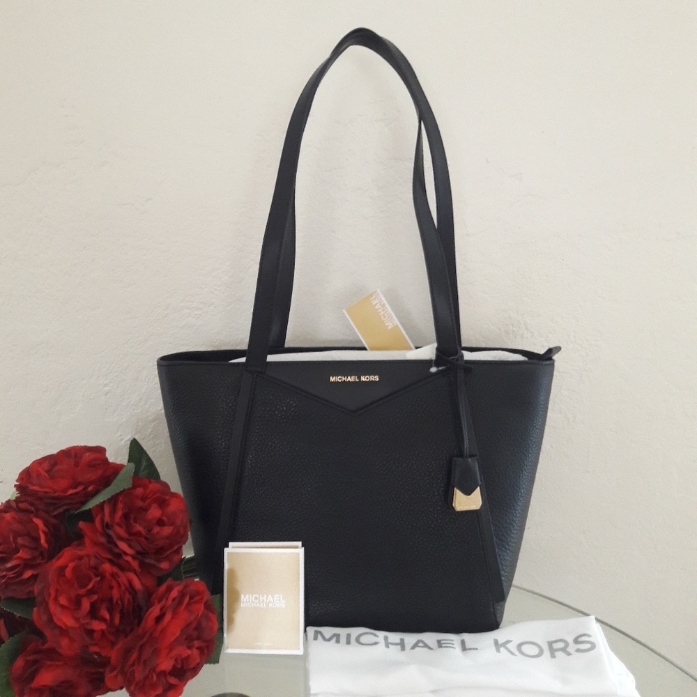 NWT MICHAEL KORS LEATHER WHITNEY SMOLE TOTE BAG - Picture 1 of 8